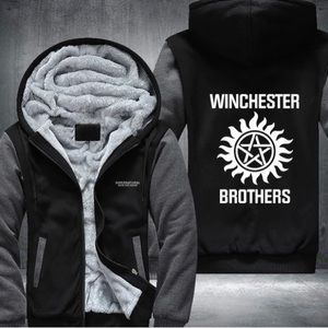 Fleece Lined Winchester Brothers Zip Up Hoodie- Boys Large
